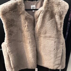 GAP Beige Faux Fur Vest